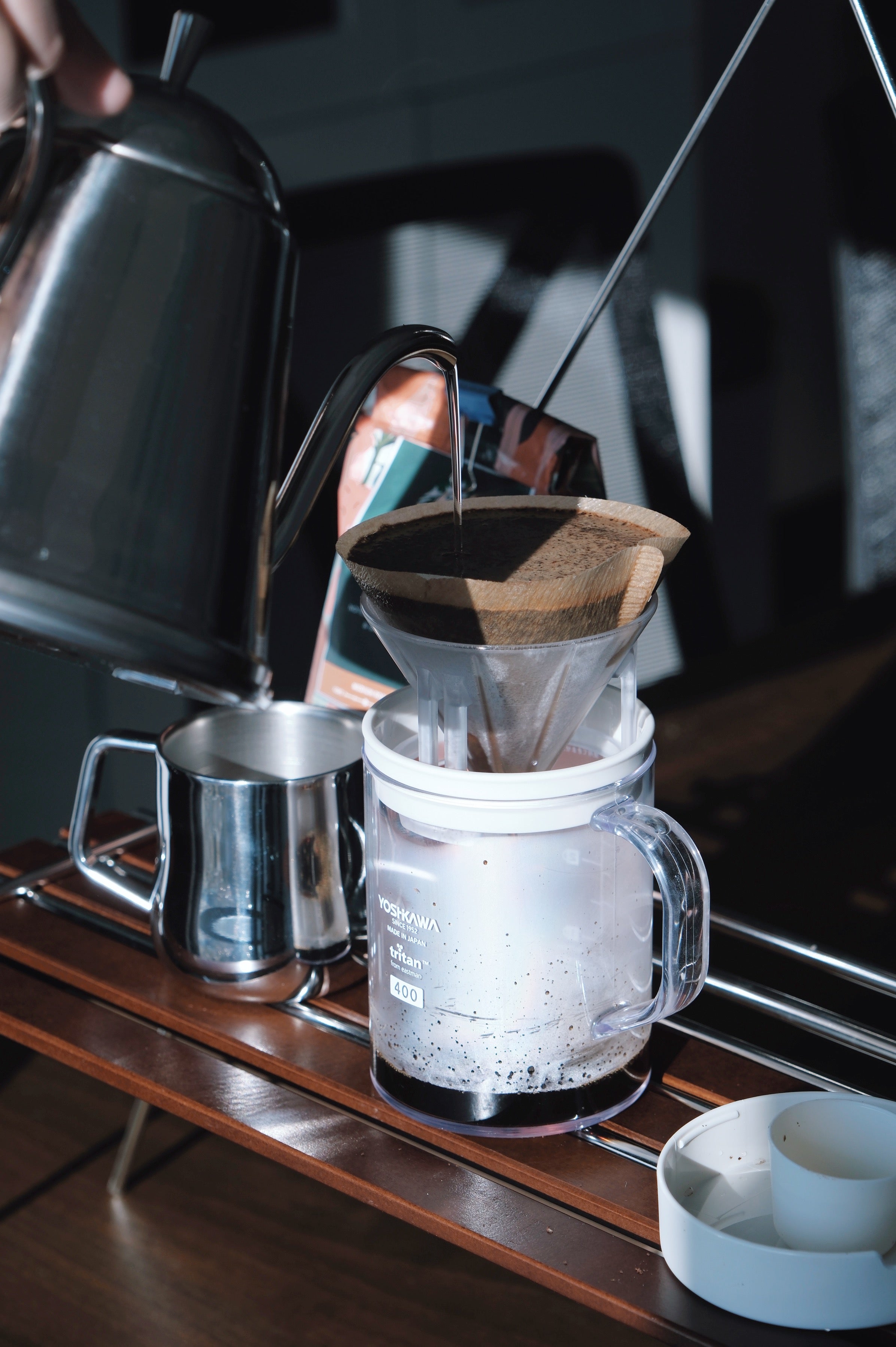 White hand-crushed sharing cup set 400ml  Including lid, exclusive filter cup and spoon