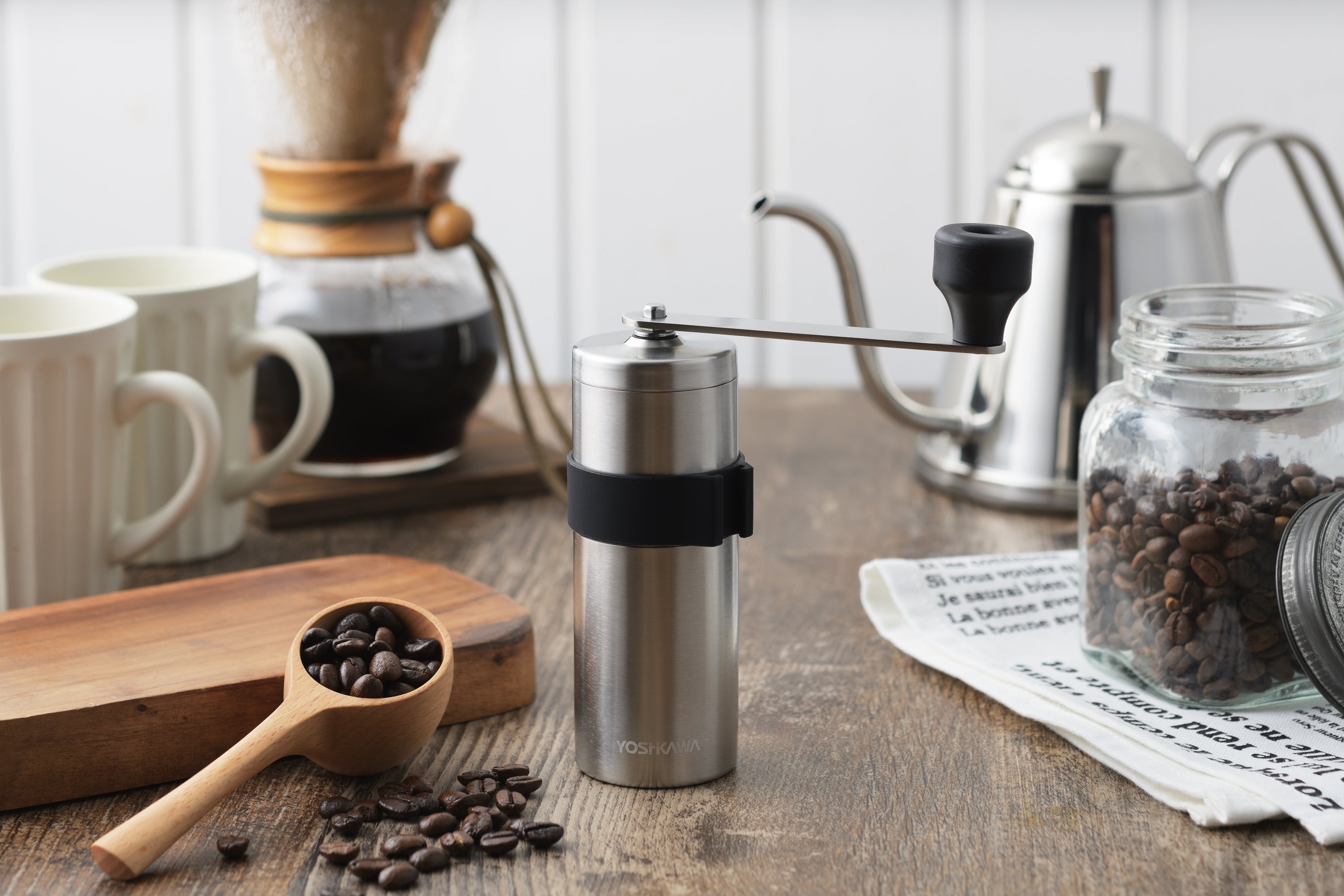 Matte Stainless Steel Manual Coffee Grinder (Size M)